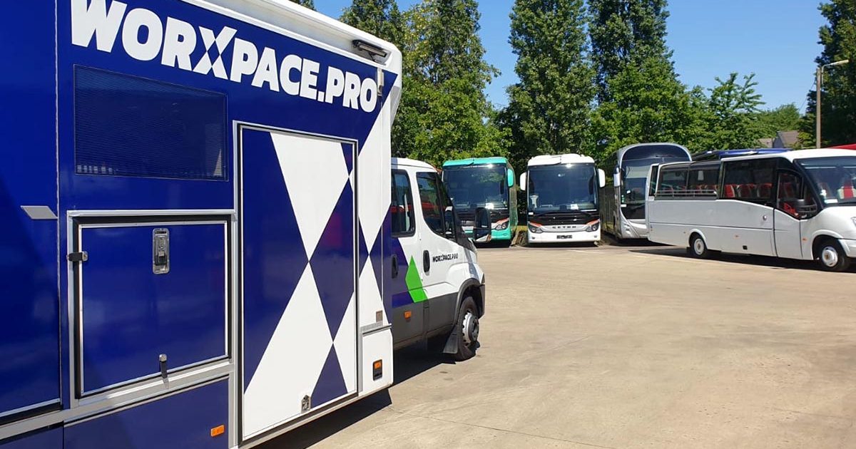 Worxpace Pro demo service truck at Belgian Bus Repair